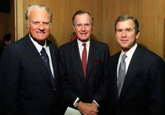 Just before the beginning of the First Gulf War, that he considered as a Crusade War, he consulted his religious mentor, Billy Graham (left)